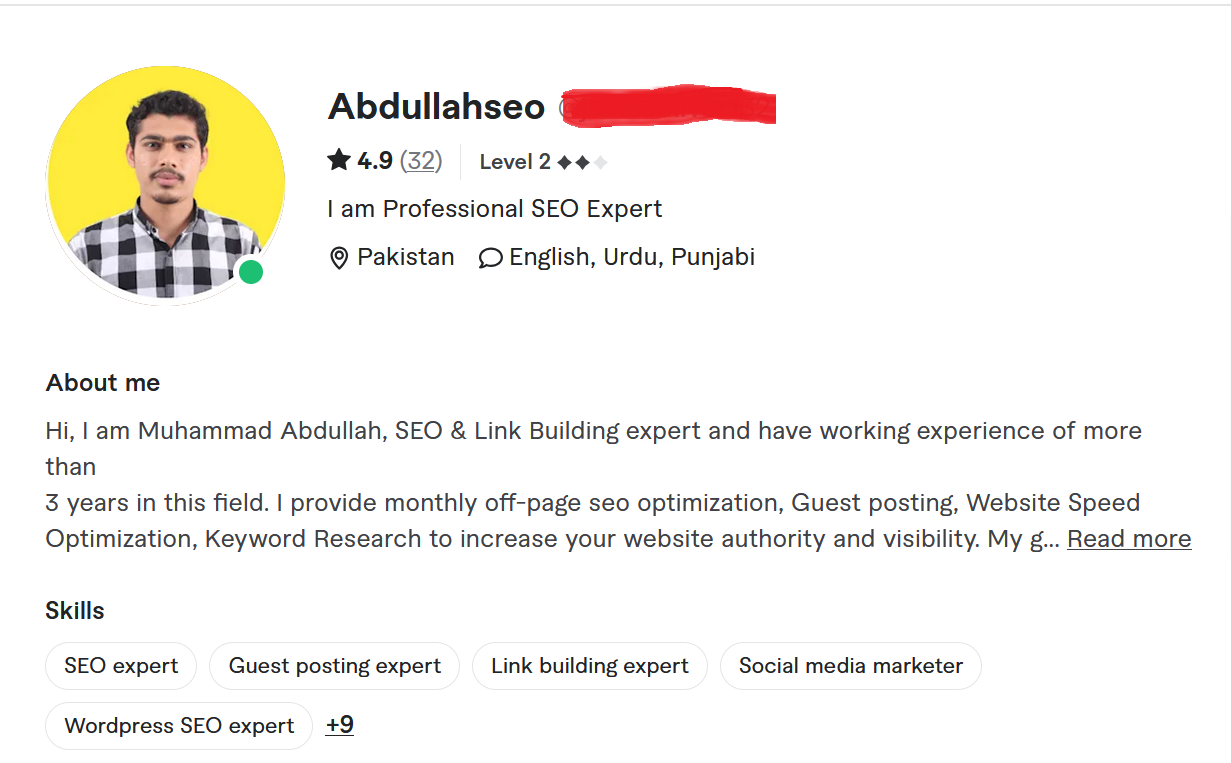 Abdullah Ashfaq Fiverr Profile